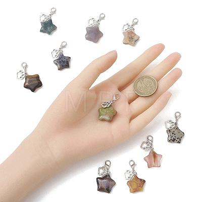 Star Natural & Synthetic Mixed Stone Pendant Decorations HJEW-JM04667-1