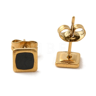 Ion Plating(IP) 304 Stainless Steel Square Stud Earrings EJEW-C114-06G-01-1