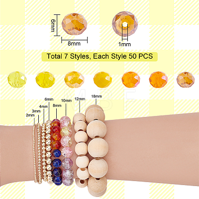 7 Strands 7 Style Electroplate Transparent & Opaque Solid Color Glass Beads Strands EGLA-HY0001-03A-1