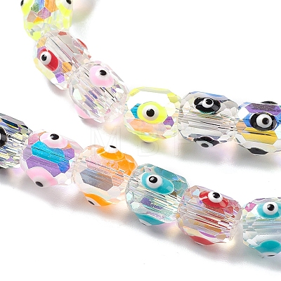 Transparent Evil Eye Glass Beads Strands LAMP-K037-02I-1