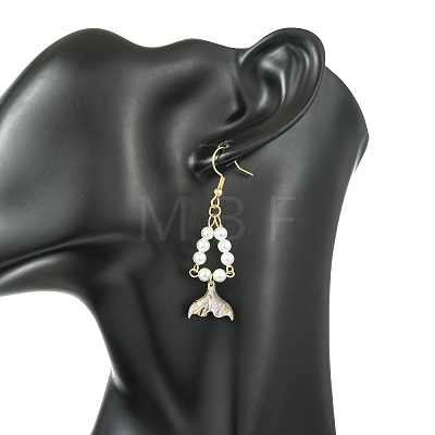 Paua Shell Dangle Earrings EJEW-JE07178-1