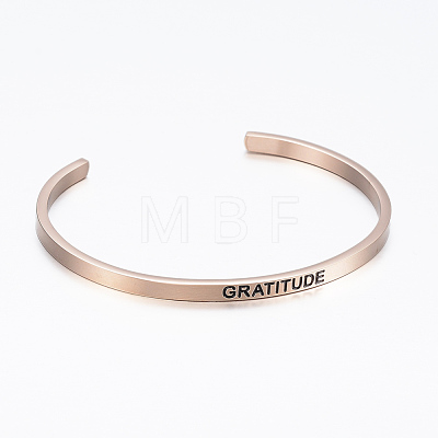 304 Stainless Steel Inspirational Cuff Bangles BJEW-K173-15RG-1