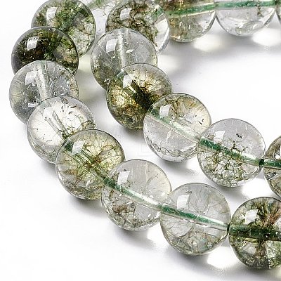 K9 Glass Imitation Green Lodolite Quartz/Garden Quartz Beads Strand GLAA-G086-02B-1