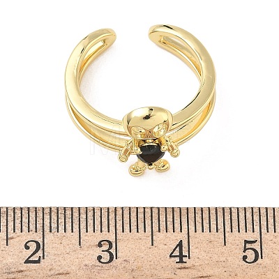 Brass Micro Pave Cubic Zirconia Cuff Rings RJEW-G364-03G-01-1