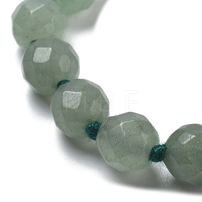 Faceted Round Natural Green Aventurine Beaded Necklaces NJEW-F327-01A-02-1