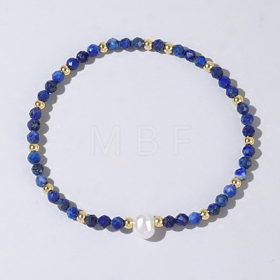 Natural Lapis Lazuli Beaded Stretch Bracelets for Women BG9690-13-1
