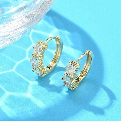 Brass Micro Pave Clear Cubic Zirconia Hoop Earrings EJEW-C122-02G-1
