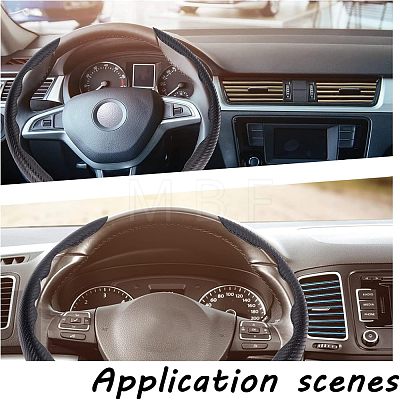 SUPERFINDINGS 2Pcs Fibre Car Steering Wheel Cover and 12Pcs PVC Air Conditioner Strip Decoration Cover AJEW-FH0002-40-1