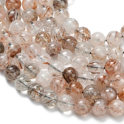 Natural Copper Rutilated Quartz Beads Strands G-L642-B07-6mm-1