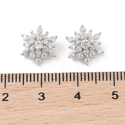 Rhodium Plated 925 Silver Pave Clear Cubic Zirconia Snowflake Charms STER-O006-04P-1