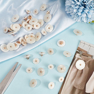 50Pcs 5 Styles 1-Hole Resin Shank Buttons BUTT-CY0001-43-1