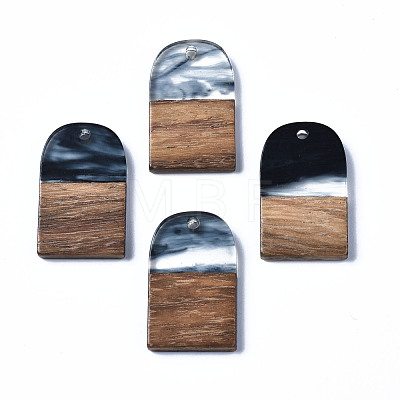 Transparent Resin & Walnut Wood Pendants RESI-T035-32D-1