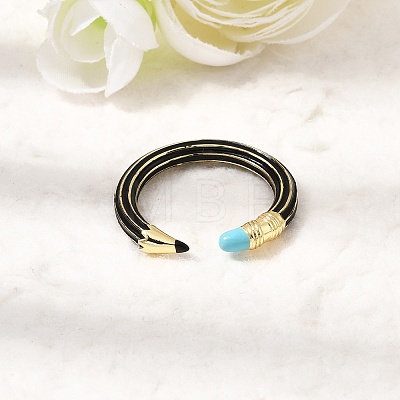 Brass Enamel Cuff Open Rings KK-CBA0E55-10G-1