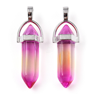 Faceted Bullet Glass Pointed Pendants GLAA-CJC0001-16C-1