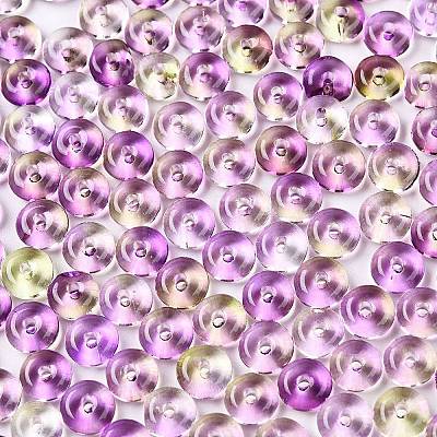 Spray Painted Transparent Glass Seed Beads SEED-T007-05G-1