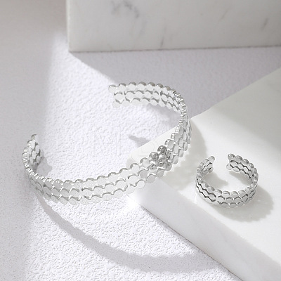 Men's 304 Stainless Steel Cuff Bangles & Cuff Rings WG50BB1-02-1