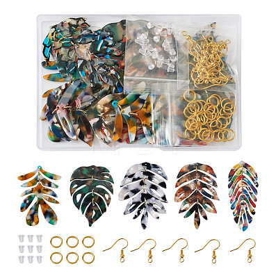 DIY Monstera Leaf Dangle Earring Making Kits DIY-BY0001-38-1