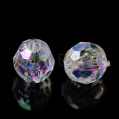 AB Color Transparent Acrylic Faceted Round Clear AB Beads X-PL642-22-1