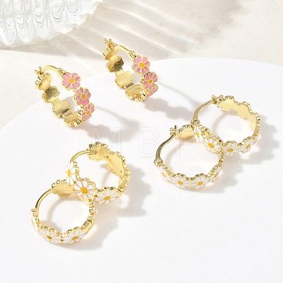Brass Enamel Hoop Earrings for Women EJEW-A167-27A-02-1