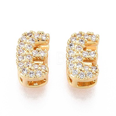 Brass Micro Pave Clear Cubic Zirconia Beads KK-T071-17G-E-1