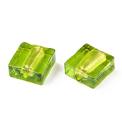 Handmade Silver Foil Lampwork Beads FOIL-S006-12x12mm-06-1