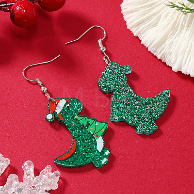 Cute Christmas Dinosaur Acrylic Dangle Earrings WY1502-2-1