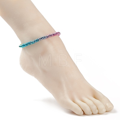 Synthetic Hematite Beaded Stretch Anklet for Women AJEW-AN00496-1