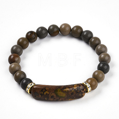 Natural Ocean Jasper Beads Stretch Bracelets BJEW-T022-04C-1