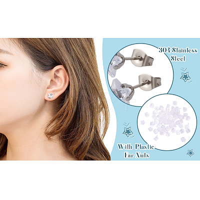 40Pcs 5 Size Crystal Rhinestone Tiny Star Stud Earrings EJEW-TA0001-13-1