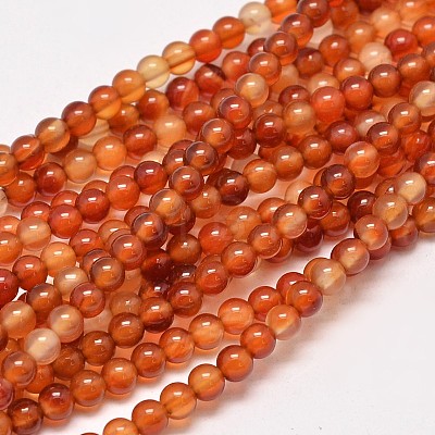 Round Natural Red Agate Bead Strands X-G-M257-4mm-26-1