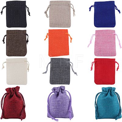 Beebeecraft 24Pcs 12 Colors Burlap Packing Pouches Drawstring Bags ABAG-BBC0001-09-1