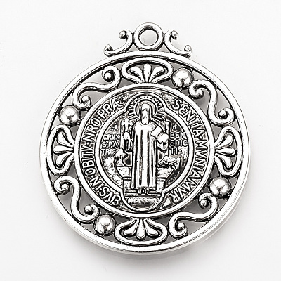 Tibetan Style Alloy Pendants X-TIBEP-Q078-01AS-RS-1