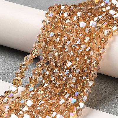 Transparent Electroplate Glass Beads Strands GLAA-F029-3mm-A18-1