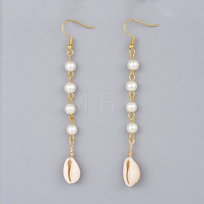 Glass Pearl Dangle Earrings EJEW-JE03187-1