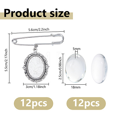 Alloy Oval Tray Brooch Base Settings JEWB-DC00007-1