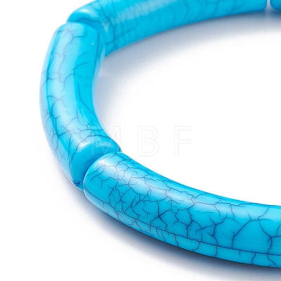 10Pcs 10 Color Imitation Gemstone Acrylic Curved Tube Chunky Stretch Bracelets Set for Women BJEW-JB08140-1