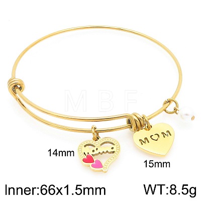 Mother's Day 304 Stainless Steel Charm Bangles for Women WG05AE3-09-1