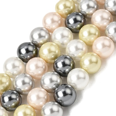 Baking Paint Pearlized Glass Pearl Round Bead Strands PEAR-H019-02D-16-1