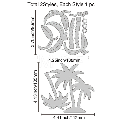 2Pcs 2 Styles Summer Theme Carbon Steel Cutting Dies Stencils DIY-WH0309-918-1