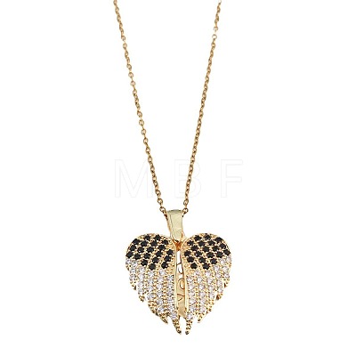 Valentine's Day Love You Heart Wings 304 Stainless Steel Crystal and Jet Rhinestone Pendant Necklaces for Women FS-WGAF6D2-01-1