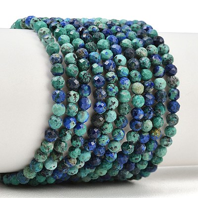 Natural Chrysocolla and Lapis Lazuli Beads Strands G-B175-D06-3mm-1