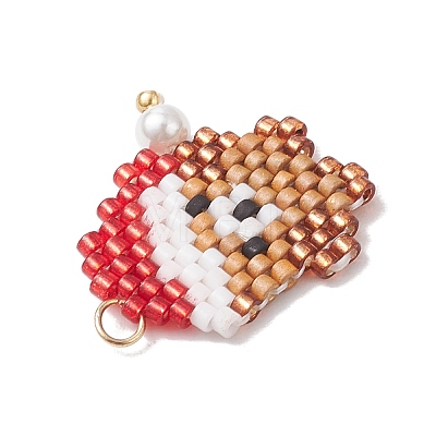 Christmas Themed Glass Seed Beaded Pendants PALLOY-MZ00868-05-1