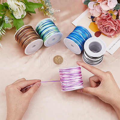 SUPERFINDINGS 5 Rolls 5 Colors Segment Dyed Nylon Thread Cord NWIR-FH0001-04A-1