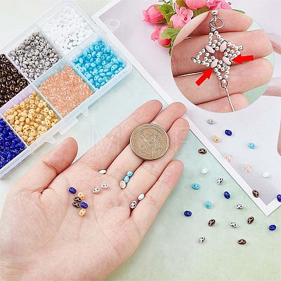 800Pcs 8 Colors 2-Hole Seed Beads SEED-SC0001-02-1