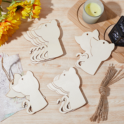 Animal Theme Unfinished Blank Wooden Pendants Set for Painting Arts WOOD-WH0124-26H-1