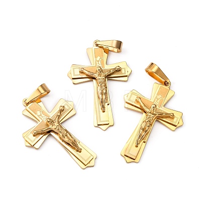 Golden 304 Stainless Steel Crucifix Cross Big Pendants for Easter STAS-V0493-79B-1