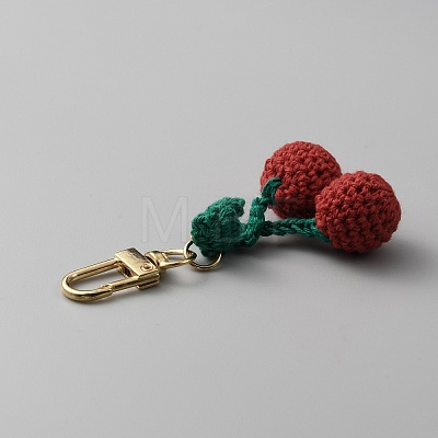 Cherry Wool Knitting Pendant Decorations HJEW-WH0068-12C-1