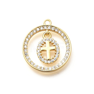 Brass Micro Pave Cubic Zirconia Pendants KK-G519-07G-04-1