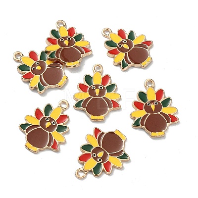 Light Gold Tone Alloy Enamel Pendants ENAM-P247-20KCG-1