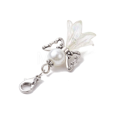 Wedding Season Angel Glass Pearl & Acrylic Pendant Decorations HJEW-JM01923-02-1